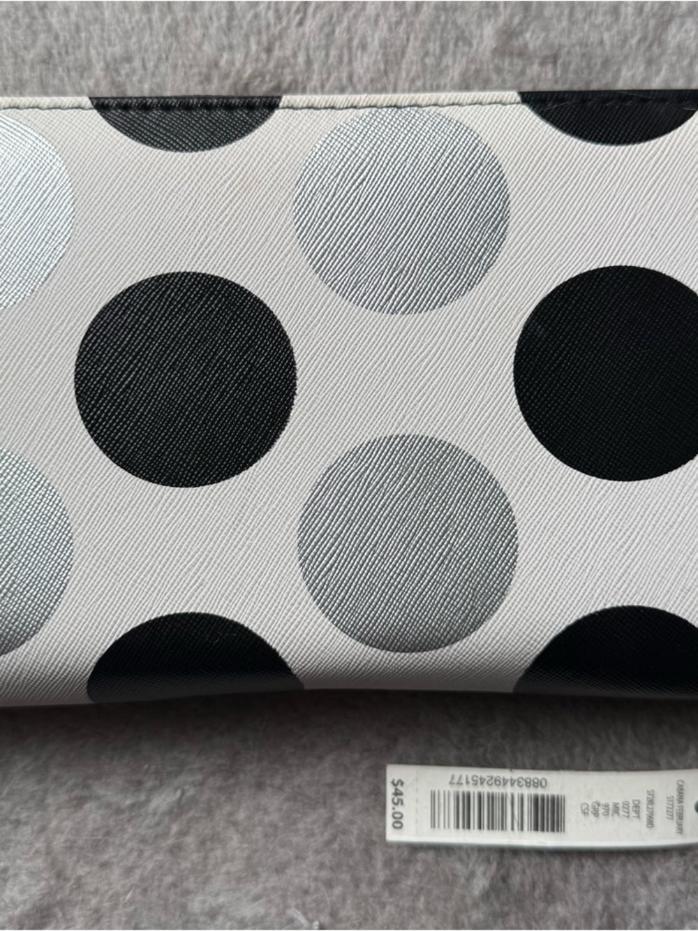 Kate Landry Black/White/Silver Polka Dot Wallet with Gold Logo - Picture 3 of 5